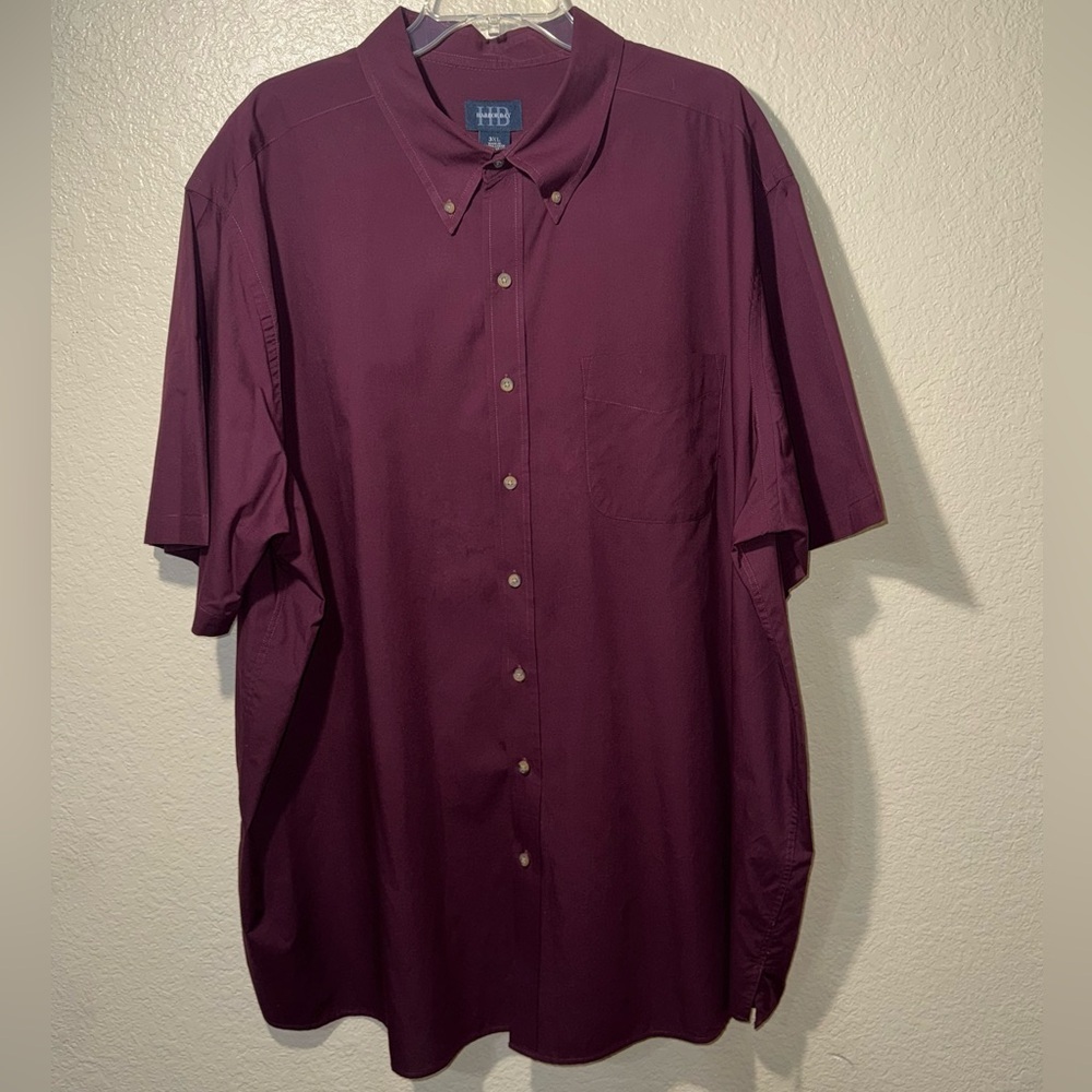 Harbor Bay Button Up Shirt Men’s 3XL Burgundy Short Sleeve Casual Big Tall